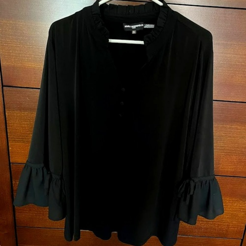 Karl Lagerfeld Paris Ifima Ruffle Detail Top 2X